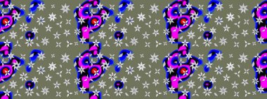 Raster illüstrasyonu. Küçük çiçekteki sevimli çiçek deseni. Yumuşak, yeşil renkli yaz çiçekleri. Raster deseni.