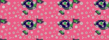 Zarif, parlak ve pembe çiçek desenli bir tasarım. Sabıka baskıları, bebek kıyafetleri, duvar kâğıtları, paket kutuları vb..