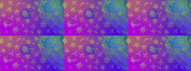 Çiçek desenli eskiz, darbeler, sıçramalar, yaz çiçekleri. Mor renkli çiçekler. Raster illüstrasyonu.