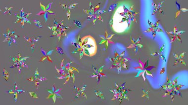 Gri renkli çiçekler. Şatafatlı bahar bahçesi dokusu. Raster illüstrasyonu. Çiçek deseni. Gri renkte çiçek çizimi.