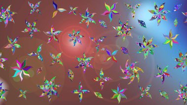 Kahverengi renkli çiçekler. Raster illüstrasyonu. Çizim çiçek deseni duvar kağıdı için kullanılabilir.