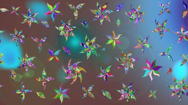 Renkli Bahar Teması eskiz kalıbı. Sevimli çiçek raster deseni. Kahverengi renkli çiçekler. Düz Çiçek Elementleri Tasarımı.