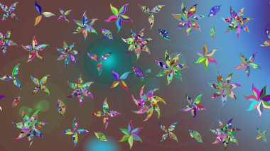 Sketch Colour Spring Theme eskiz kalıbı. Kahverengi renkli çiçekler. Sevimli çiçek raster deseni. Düz Çiçek Elementleri Tasarımı.