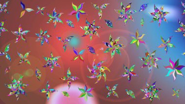 Tekstil tasarımı için geleneksel Raster çiçek buketi kahverengi renkli. Üzerinde gelincikler ve vadi zambakları olan renkli çiçek desenli nakış..