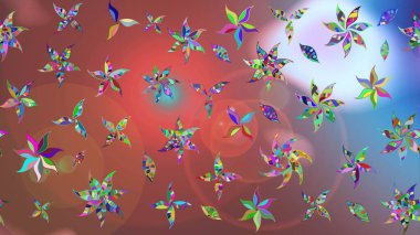 Raster illüstrasyonu. Çiçek süslemeli çizim deseni. Kahverengi renkte çiçekler.