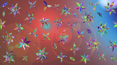 Raster illüstrasyonu. Taslak desenli, modaya uygun kumaş deseni. Düz Çiçek Elementleri Tasarımı. Renkli Bahar Teması eskiz kalıbı. Şirin çiçek elementleri..