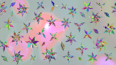 Ağaç dallı bahar çiçekleri ile desen, çiçek silueti ile gri renkler. Raster deseni.