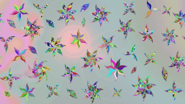 Eskiz klasiği. Renkli Bahar Teması eskiz kalıbı. Düz Çiçek Elementleri Tasarımı. Raster Şirin kumaş deseni.