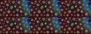 Raster illüstrasyonundaki çiçek desenli çizim. Kahverengi renkli çiçekler. Renkli Bahar Teması eskiz kalıbı. Düz Çiçek Elementleri Tasarımı.