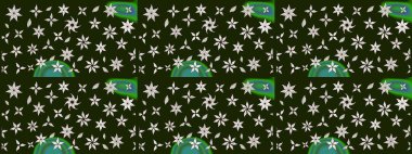 Raster illüstrasyonu. Güzel, parlak, pürüzsüz kumaş, tuval. Kıvırcık, parlak örgü. Eski moda arka plan. Çiçek çelengi. Desen, çizim, çiçek sınırı..