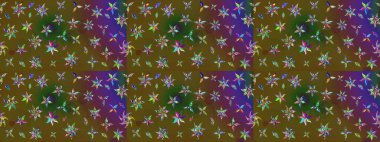 Suluboya çizimi. El çizimi. Çiçekli eskiz deseni. Yeşil renkte çiçekler.