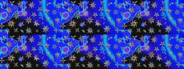 Güzel kumaş deseni. Renkli Yaz Temalı eskiz kalıbı. Düz Çiçek Elementleri Tasarımı. Raster illüstrasyonunda çiçek deseni çizimi.