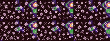 Motley illüstrasyonu. Küçük çiçekte güzel bir desen. Çiçekli bahar çiçekleri. Moda baskıları için zarif bir şablon. Küçük renkli çiçekler..