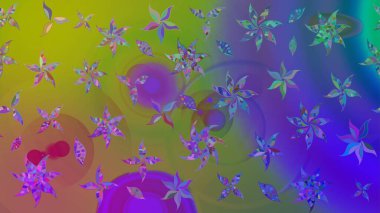 Raster illüstrasyonundaki çiçek desenli çizim. Suluboya tarzında mor renkte çiçekler.