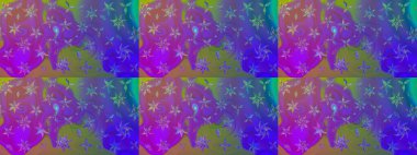 Raster illüstrasyonundaki çiçek desenli çizim. Mor renkte çiçekler.