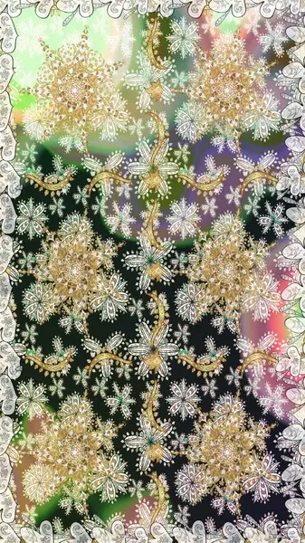 Süslü raster dekorasyonu. Lüks, kraliyet ve Viktorya dönemi konsepti. Klasik barok çiçekli, nötr yerine altın desenli. Tarafsız renklerde altın element.