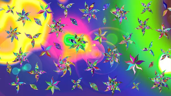 Yeşil renkli çiçekler. Raster illüstrasyonu. Asya tekstil tarzında. Raster illüstrasyonu. Çiçek desenini çiz.