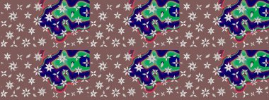 Çiçek izi. Suluboya çizim kalıbı. Suluboya tarzında kahverengi renkte çiçekler.