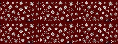 El çizimi çiçek unsurları olan soyut çizim raster deseni. 1950-1960 motifleri. Kırmızının üstüne kırmızı. Çiçekli ipek eşarp. Retro tekstil tasarım koleksiyonu.