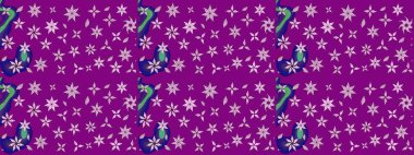 Renkli Yaz Temalı eskiz kalıbı. Düz Çiçek Elementleri Tasarımı. Raster Illustrasyon 'daki Çiçek Deseni' nin son moda çizimi. Mor renkte çiçekler.