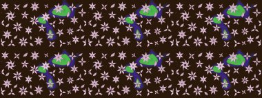 Sabıka fotoğraflarında, bebek kıyafetlerinde, duvar kâğıtlarında, paket kutularında falan kullanılabilir. Raster. Zarif, parlak ve eskiz kahverengi çiçek deseni tasarımı.