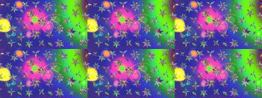 Raster suluboya çiçek deseni, narin çiçekler, mavi çiçekler, tebrik kartı şablonu. Güzel kumaş deseni.