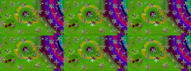 Sevimli çiçek raster deseni. Yeşil renkli çiçekler. Düz Çiçek Elementleri Tasarımı. Renkli Yaz Teması çizim şablonu.