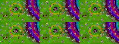 Yumuşak, yeşil renkli bahar çiçekleri. Yaprak ve çiçeklerin suluboya resimleri, yeşil renkte çizimler. Raster illüstrasyonu.