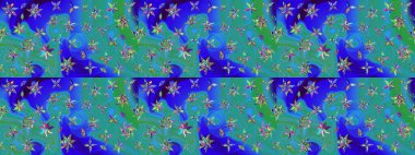 Çiçek. Taslak dekoratif arka plan, çiçek mandala. Raster illüstrasyonu. Mavi renklerde.