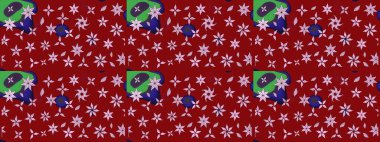 Renkli Yaz Temalı eskiz kalıbı. Kırmızı renkte çiçekler. Sevimli çiçek raster deseni. Düz Çiçek Elementleri Tasarımı.