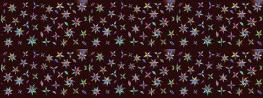 Renkli Bahar Teması eskiz kalıbı. Çiçeksel fantezi tasarımı ve parlak bir arka plan çizimi. Düz Çiçek Elementleri Tasarımı.