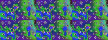 Raster suluboya çiçek deseni, narin çiçekler, yeşil çiçekler, tebrik kartı şablonu. Güzel kumaş deseni.