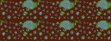 Küçük çiçekte güzel bir çiçek deseni var. Raster deseni. Çiçekli çiçek deseni, suluboya..