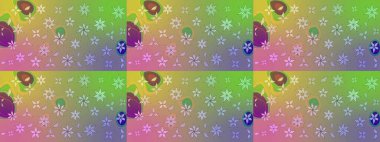 Renkli Bahar Teması eskiz kalıbı. Tarafsız renklerde çiçekler. Düz Çiçek Elementleri Tasarımı. Çiçekle çizim deseni.