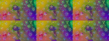 Düz Çiçek Elementleri Tasarımı. Renkli Yaz Temalı eskiz kalıbı. Modaya uygun kumaş deseni. Sevimli çiçek raster deseni.