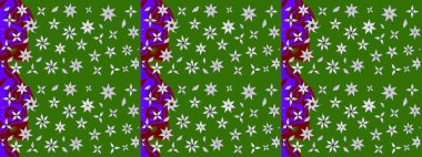 Düz Çiçek Elementleri Tasarımı. Yeşil renkli çiçekler. Raster illüstrasyonu. Çiçekli çiçek deseni, suluboya. Renkli Bahar Teması çizim şablonu.