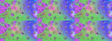 Mor renklerde. Çiçek duvar kağıdı. Renkli süs kenarı. Raster illüstrasyonu. Çizim kalıbı. Hint süsü..