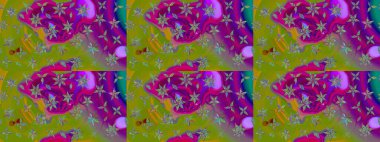 Yumuşak, yeşil renkli bahar çiçekleri. Raster illüstrasyonu. Çiçek ve yapraklı karalama şeklinde Raster çiçek deseni.