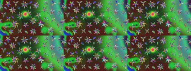 Yeşil el çizimi desen. Raster deseni. Karalama çiçekleri çizim kalıbı. Sanat, çiçek tarzına ilham verir ve arka plan bırakır.