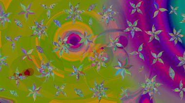 Yeşil renkli çiçekler. Çiçek deseni. Yeşil renkte çiçek çizimi. Raster illüstrasyonu. Şatafatlı bahar bahçesi dokusu.