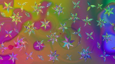 Raster Çiçek İllüstrasyonu güzel tekstil. Kahverengi renkli etnik çiçeklerle zarif bir eskiz deseni..