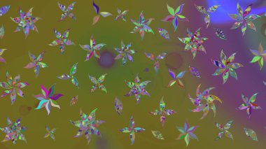 Çiçekler. Vadinin çiçekleri kahverengi renklerde. Soyut etnik raster çizim kalıbı.