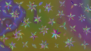 Çiçekler suluboya tarzında kahverengi renkte. Raster illüstrasyonunda çiçek deseni çizimi.