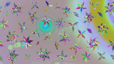 Chichi 'nin kumaş kalıbını çiz. Renkli Bahar Teması eskiz kalıbı. Düz Çiçek Elementleri Tasarımı. Raster illüstrasyonu. Çiçek deseni.