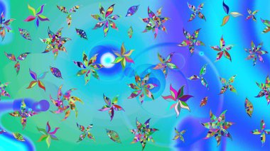 Küçük çiçekte hoş bir çiçek deseni var. Çiçeksel elementlerle süslenmiş zarif raster dokusu. Parlak çiçekli mavi renkler üzerine soyut çizim deseni.