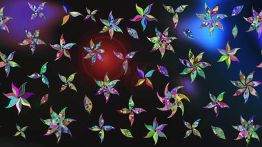 Sevimli çiçek raster deseni. Düz Çiçek Elementleri Tasarımı. Renkli Yaz Temalı eskiz kalıbı. Gri renkli çiçekler.