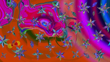 Şirin çiçekler. Raster Moda kumaş deseni. Çizgi çizimi deseni.