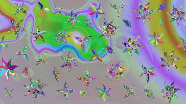 Çiçek desenli eskiz, darbeler, sıçramalar, yaz çiçekleri. Raster illüstrasyonu. Gri renkli çiçekler.