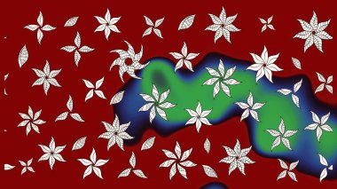 Düz Çiçek Elementleri Tasarımı. Kırmızı renkte çiçekler. Renkli Yaz Temalı eskiz kalıbı. Çiçekli retro deseni çiz.