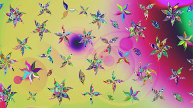 Tarafsız renklerde çiçekler. Çiçekli çiçek deseni, suluboya. Renkli Bahar Teması eskiz kalıbı. Raster illüstrasyonu. Düz Çiçek Elementleri Tasarımı.